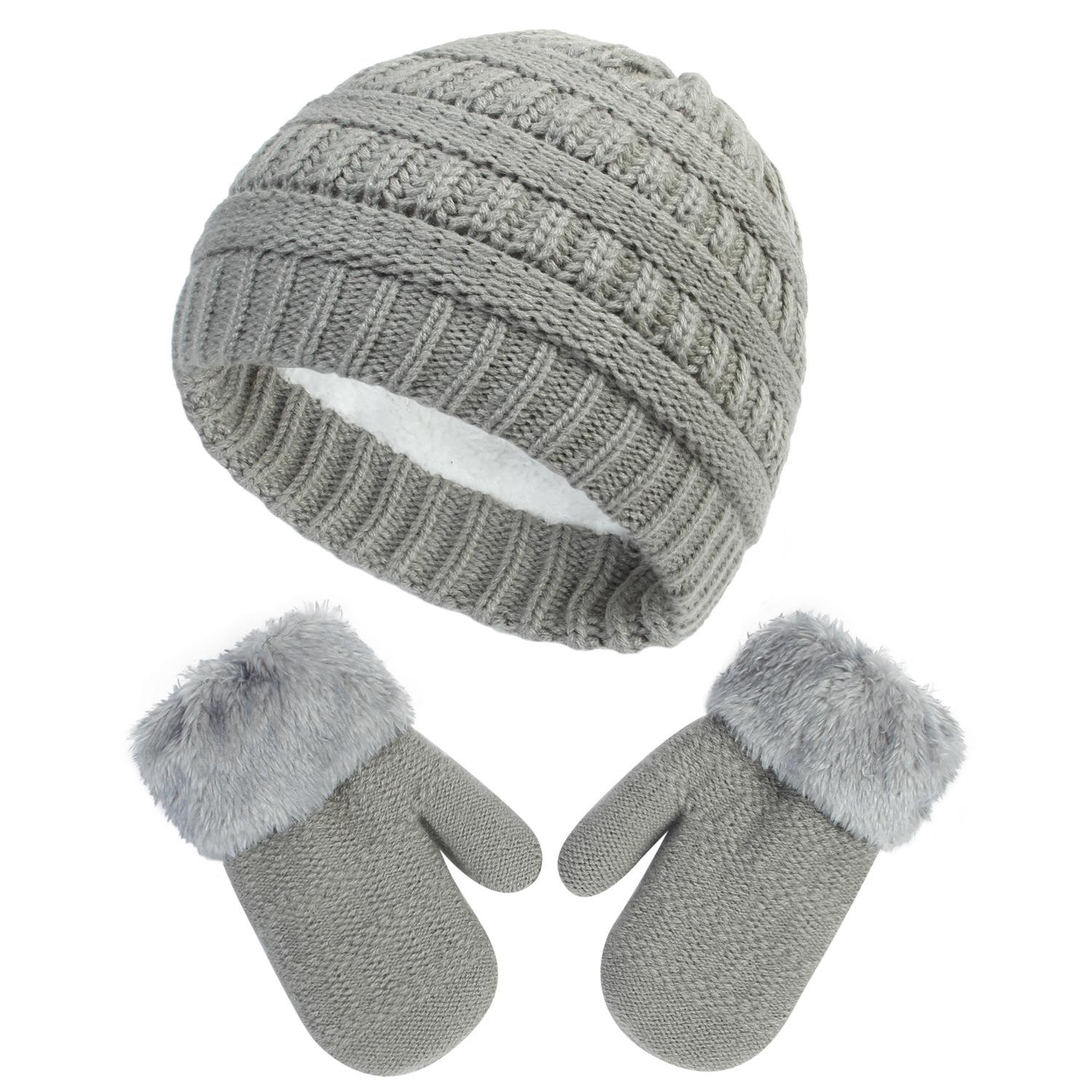 Găng tay găng tay mùa đông Bộ mũ beanie cho trẻ em trẻ em trẻ con