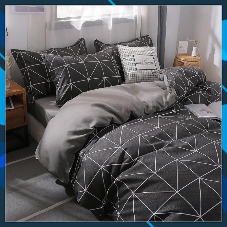 - Bộ chăn ga gối Cotton poly bedding, vỏ chăn mền, drap ga giường và 2 vỏ gối - Pl Kẻ bàn cờ
