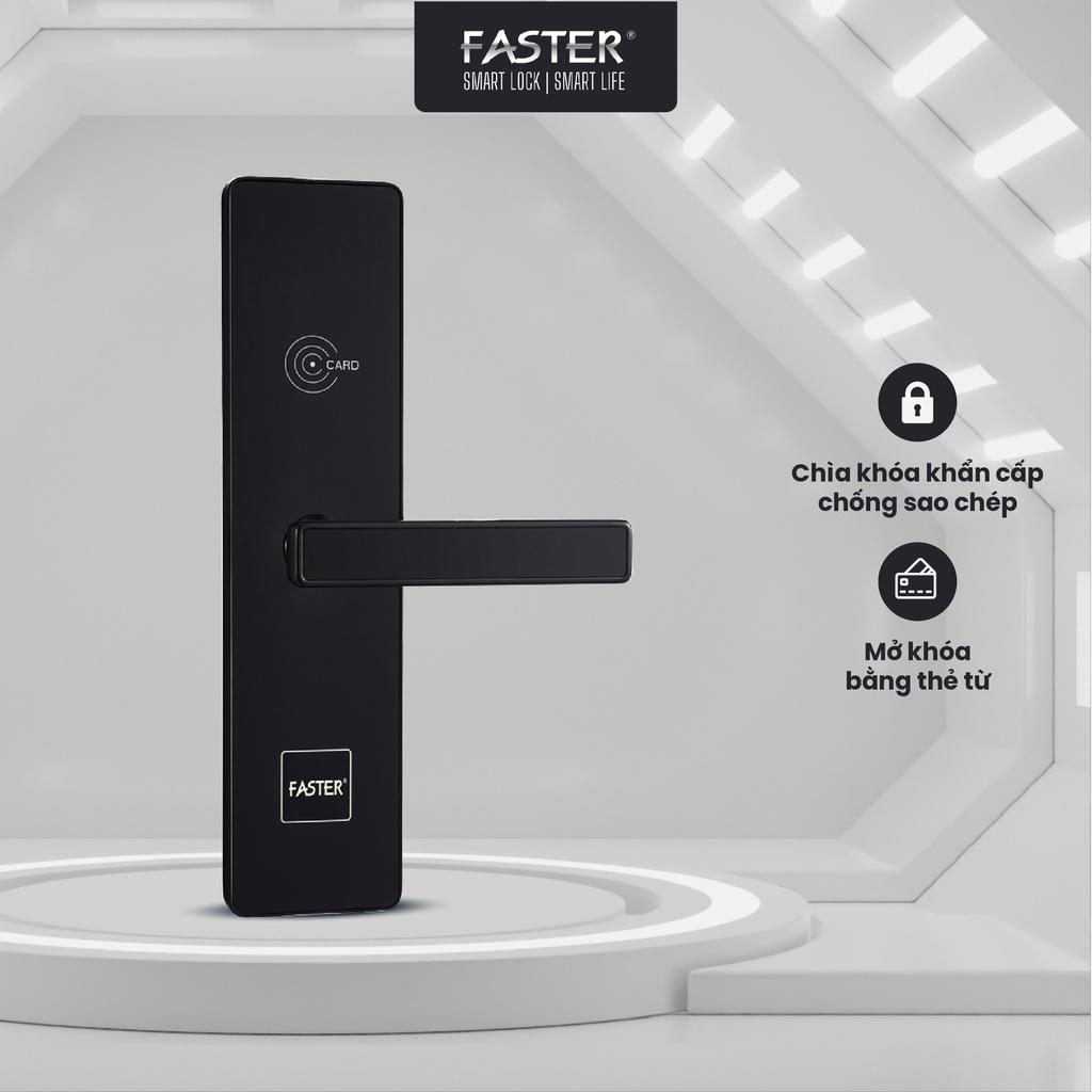 Khóa thông minh Tích hợp Đầu Đọc Thẻ HFS6080 BL FASTER mở bằng thẻ từ, chìa chống sao chép