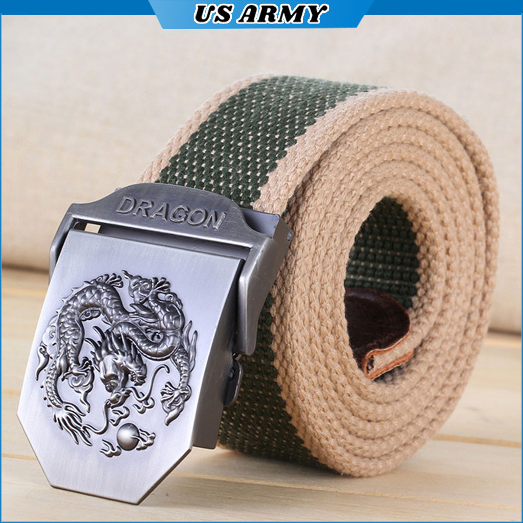 Thắt Lưng Nam Vải Dù U104 US ARMY cao cấp Phong Cách Lính Mỹ, Mặt Khóa Tăng Tự Động Chất Liệu Thép Không Gỉ, Dây Vải Dù Nhiều Màu Dây  lựa chọn- HÀNG CHÍNH HÃNG – xanh rêu sọc
