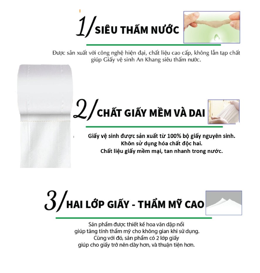 Hai lốc giấy vệ sinh An Khang Classic10 hai lớp - 10 cuộn / lốc