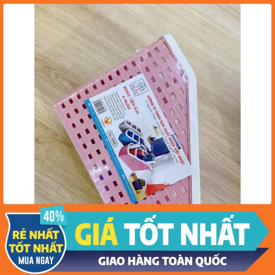 Khay Nhựa Tiện Ích 4 Ngăn Việt Nhật Ống đựng bút để bàn Hộp lưu trữ văn phòng phẩm kiểu dáng đơn giản