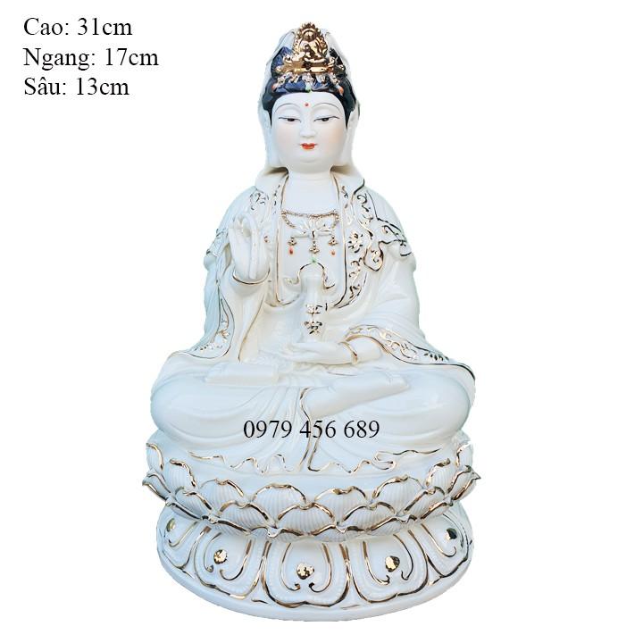 Tượng Quan Âm sứ cao 31cm