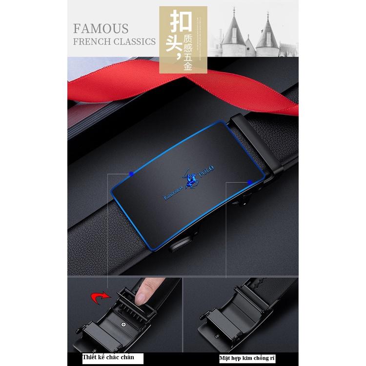 Thắt lưng da nam cao cấp EMRENEW POLO- dây nịt da bò 2 lớp -Full hộp đựng cao cấp-BH 12 tháng
