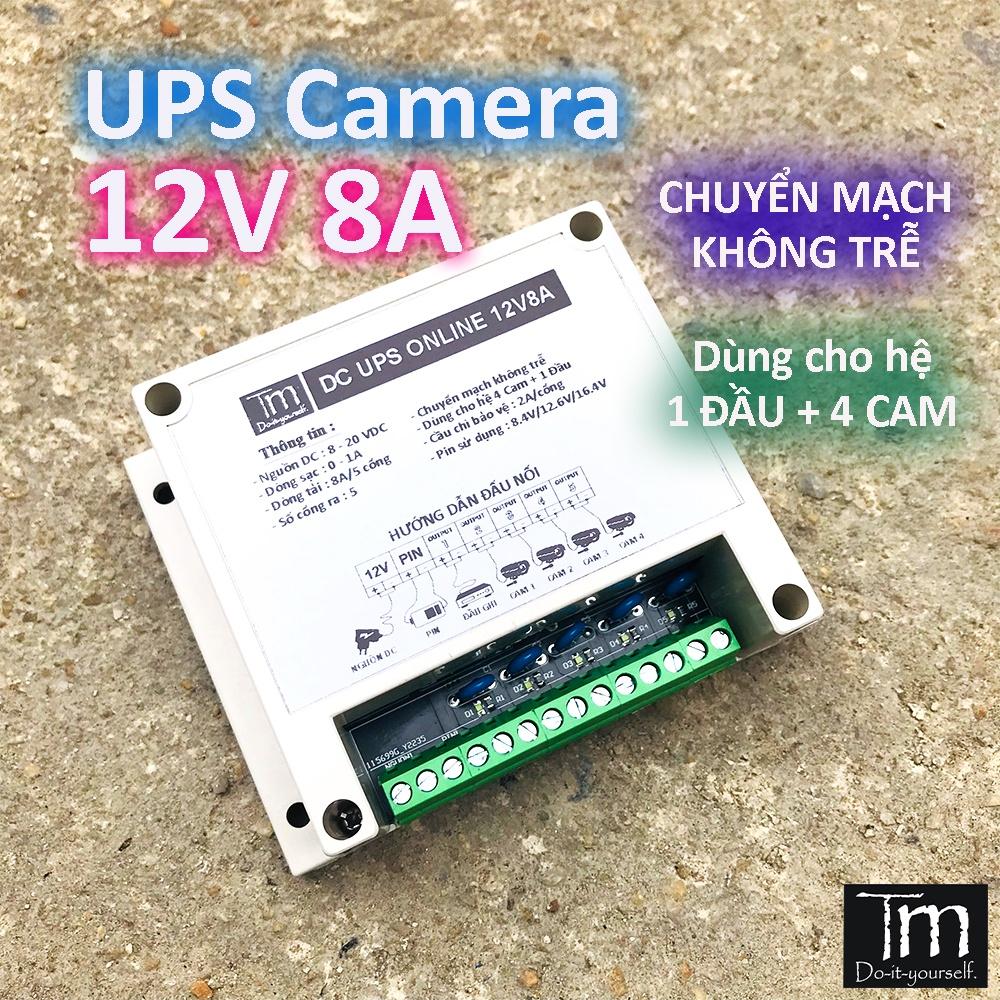 Bộ ĐK Lưu Điện UPS Camera 12V8A (4 Mắt + 1 Đầu Thu)