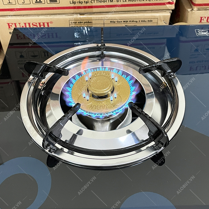 Bếp Gas Chén Nhôm Kính Cường Lực Fujishi FM-H10-N - Hàng Chính Hãng