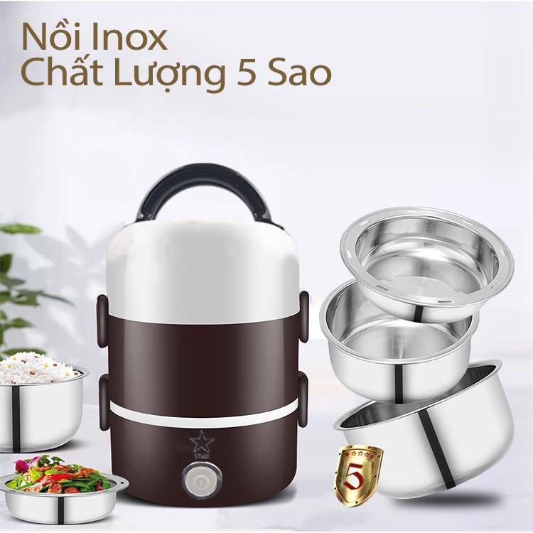 Cặp Lồng Cắm Điện 3 Tầng ruột inox Cao Cấp Giữ Nóng Thức Ăn Liên Tục ( Giao màu ngẫu nhiên )