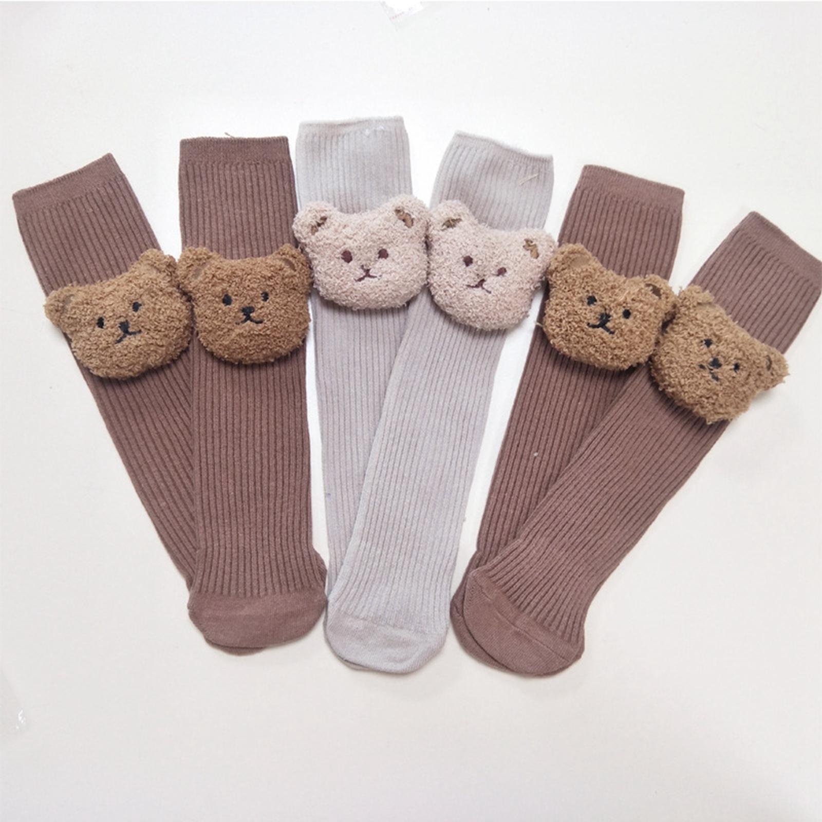 2 Pairs Thickened Baby Socks 3D Bear Cartoon Cotton for Boys Girls Infant