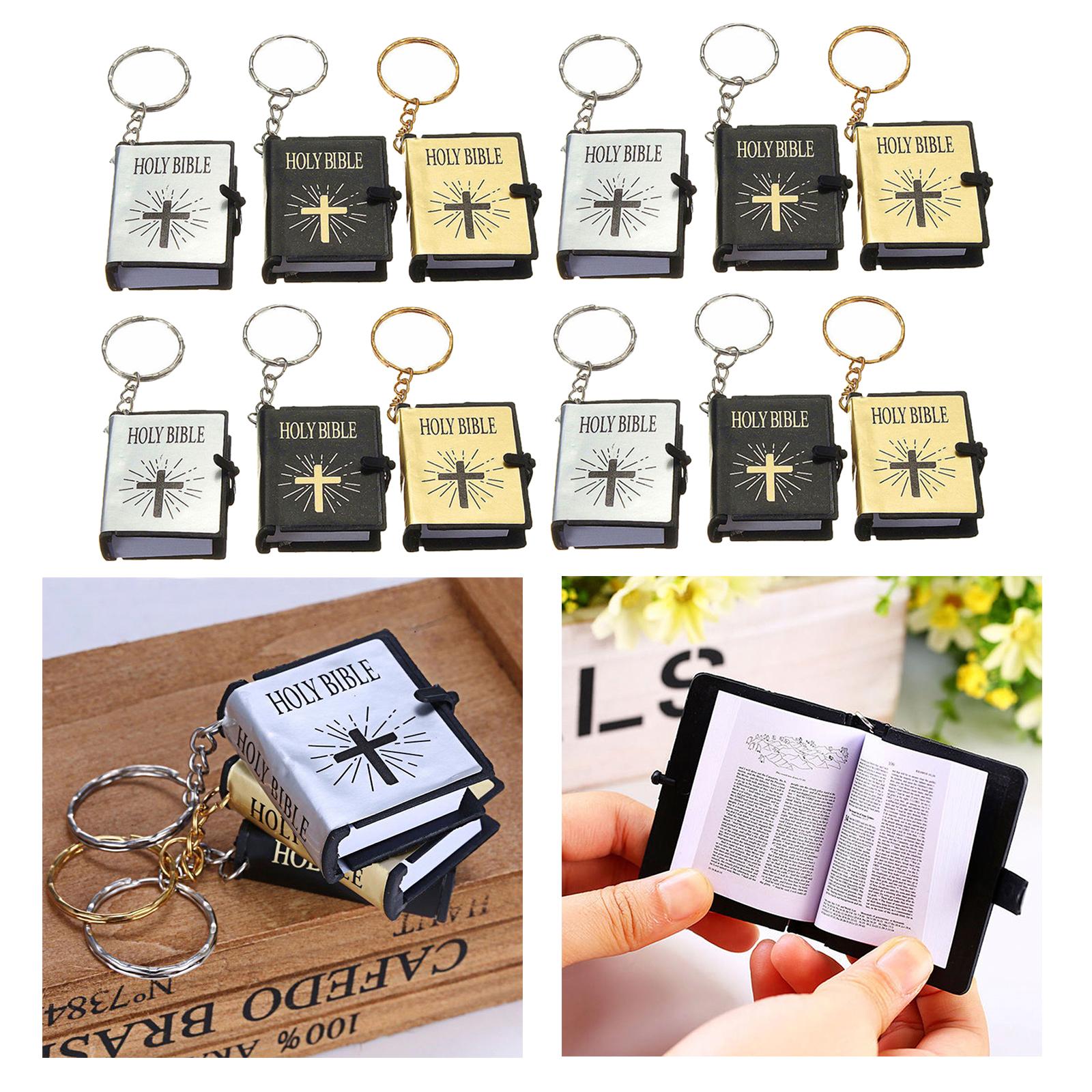 Vintage Miniature Religious Decor Pendant Christian Bible Book Keychain Bookbag Purse Pendant Charm Car Key Holder