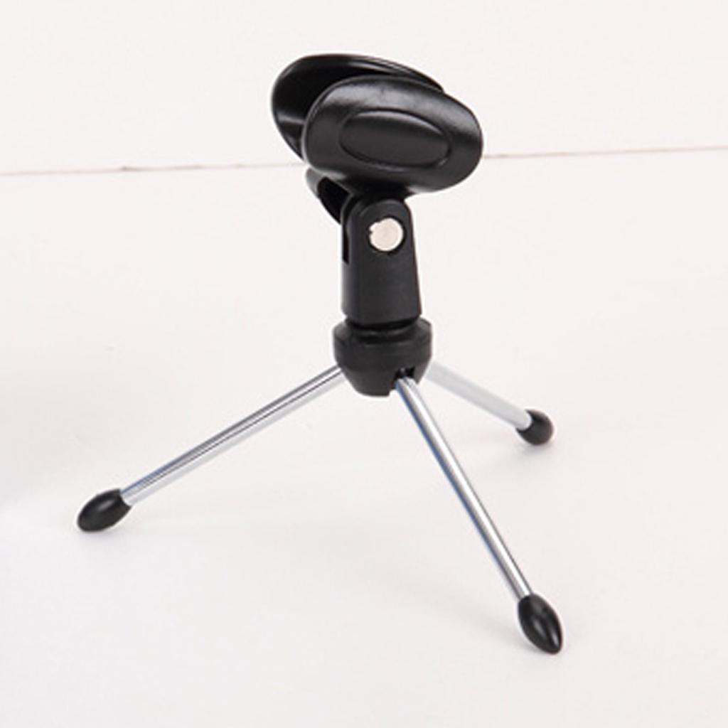 Adjustable Folding Tripod Stand Holder Desktop Table Clip for Microphone Mic