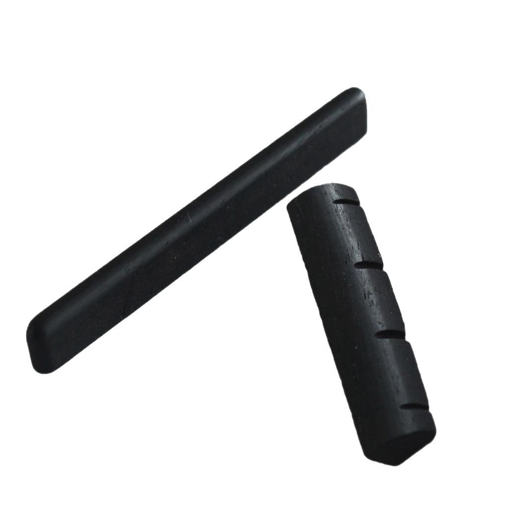Ebony Wood Guitar Nut and Saddle Set For 4 String Ukulele Guitar Parts Black