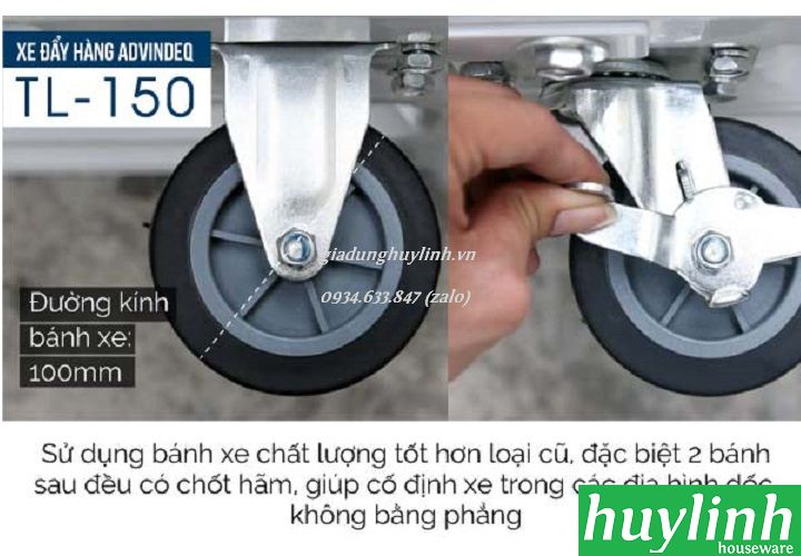 Xe đẩy hàng sàn thép Advindeq TL-150 - (Tải trọng 170 - 200kg) - Chính hãng