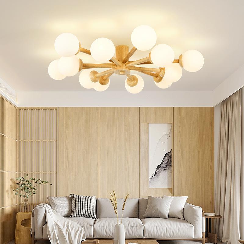 Ưu đãi đặc biệt đèn phòng khách hiện đại tối giản Bắc Âu khúc gỗ nhà hàng đèn trần phong cách Nhật Bản ấm áp và lãng mạn phòng ngủ chính nghiên cứu đèn gỗ