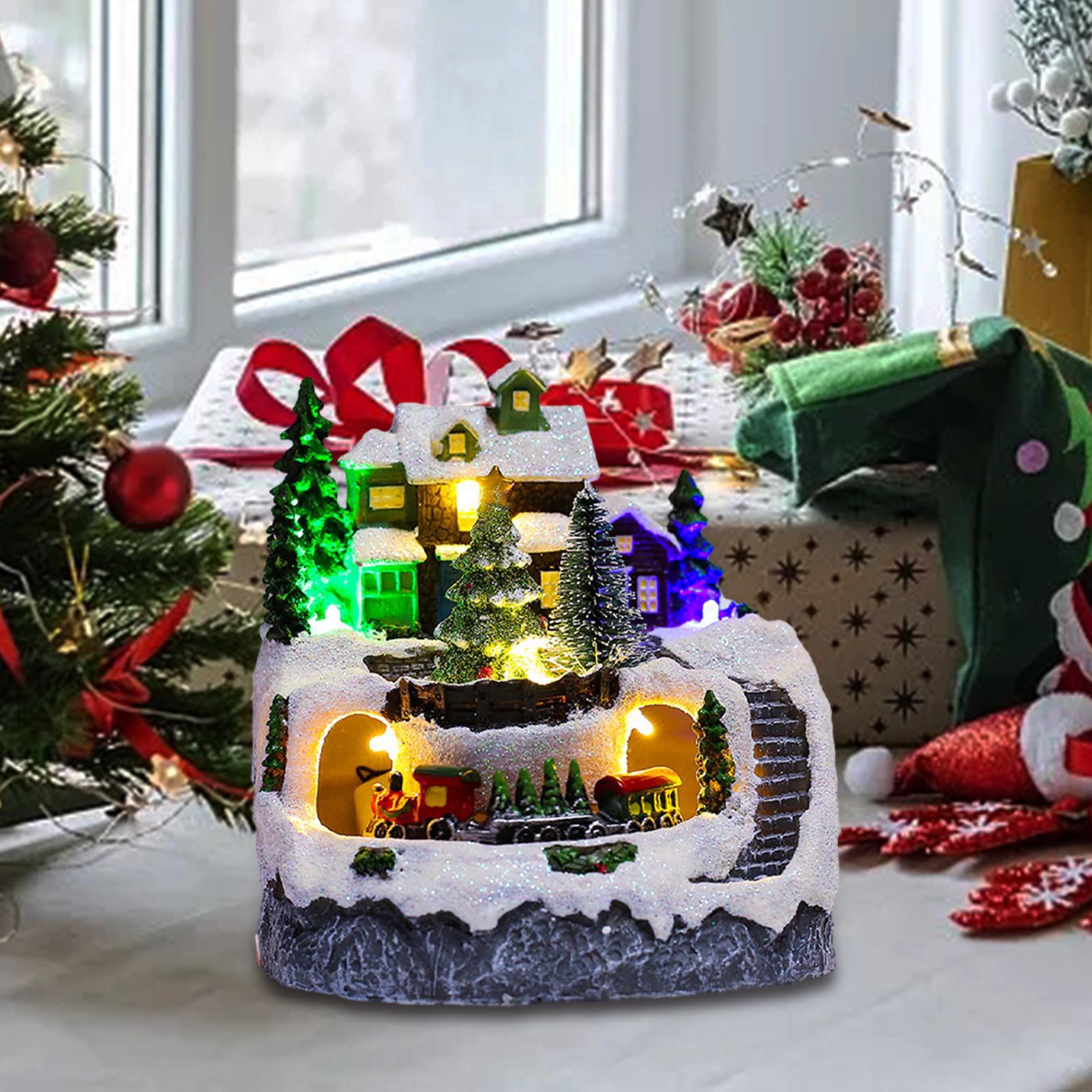 House Collectible Building Ornaments Light up Snow Scene Collection for Bookshelf Holiday Indoor Girls Boys