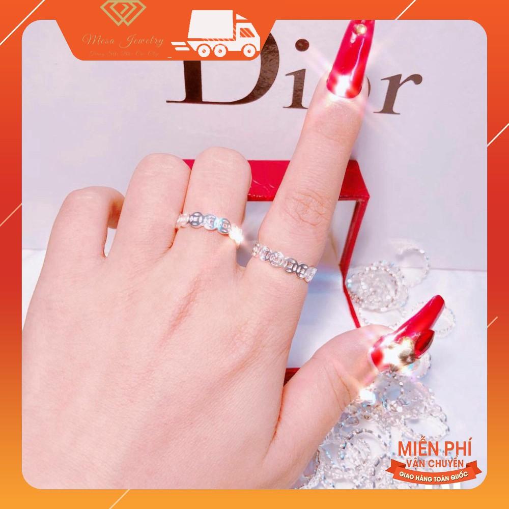 Nhẫn kim tiền hở chất liệu bạc ta