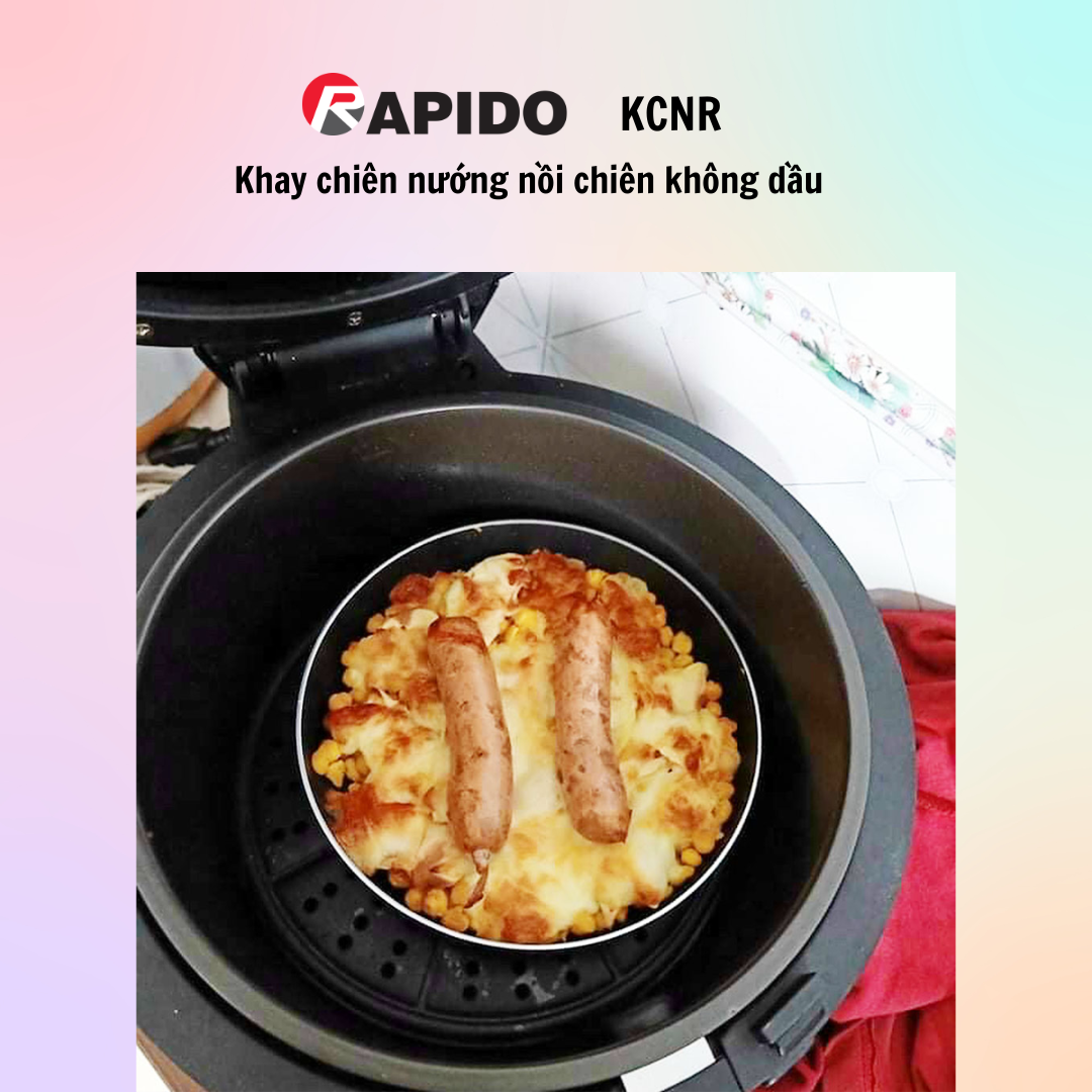 Khay lót chiên nướng Rapido men ceramic chống dính - Khay chiên nướng nồi chiên không dầu chống dính Greblon bền đẹp đường kính 20cm dùng trong nồi chiên không dầu - Hàng chính hãng