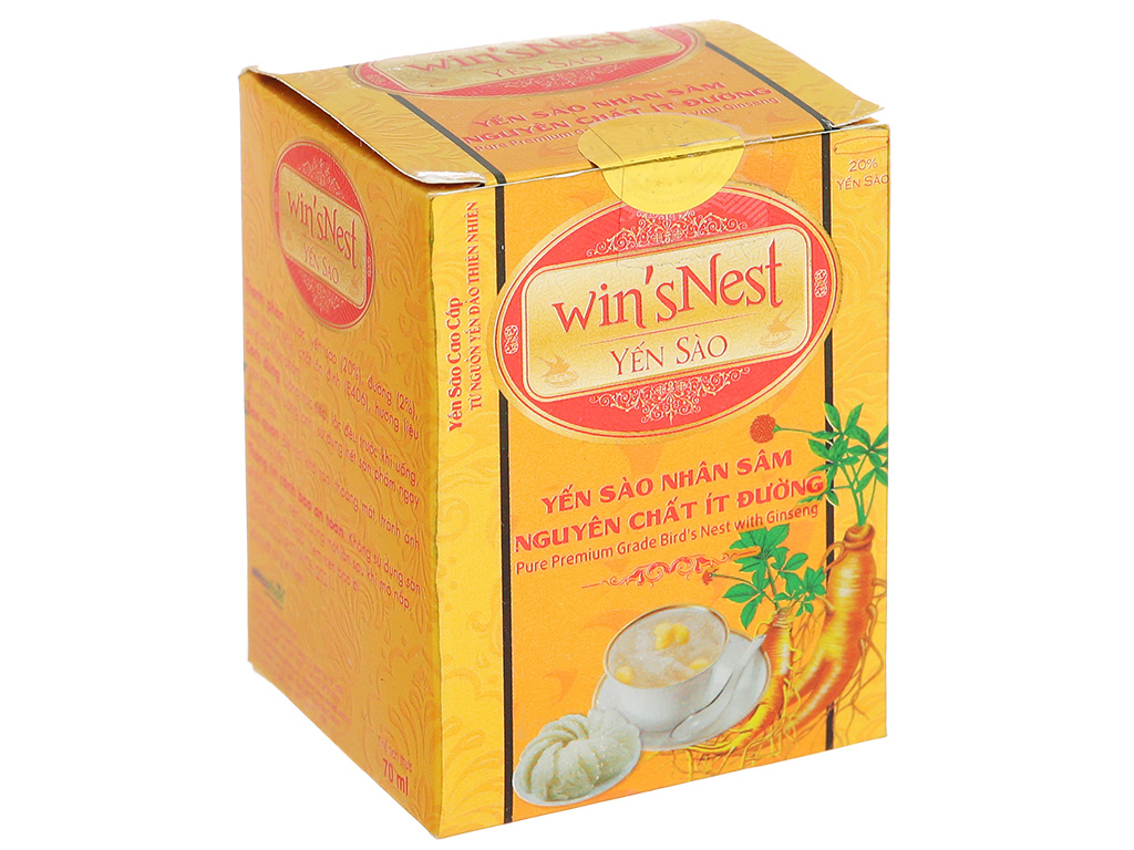 Combo 12 lọ Yến sào win'sNest Tổ yến chưng sẵn 20% nhân sâm ít đường (70ml/lọ)