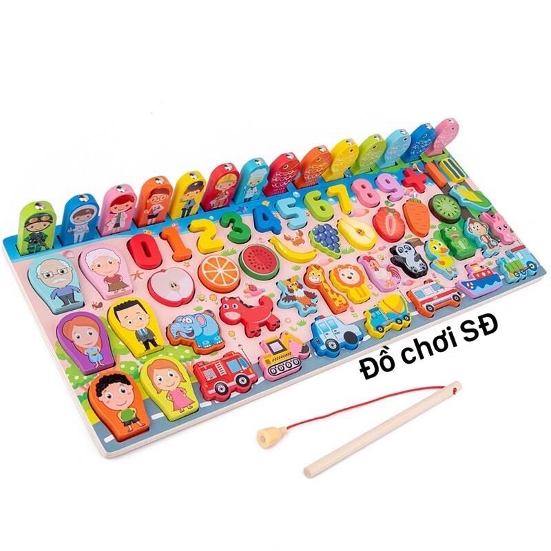Đồ chơi câu cá - xếp chữ số bằng gỗ
