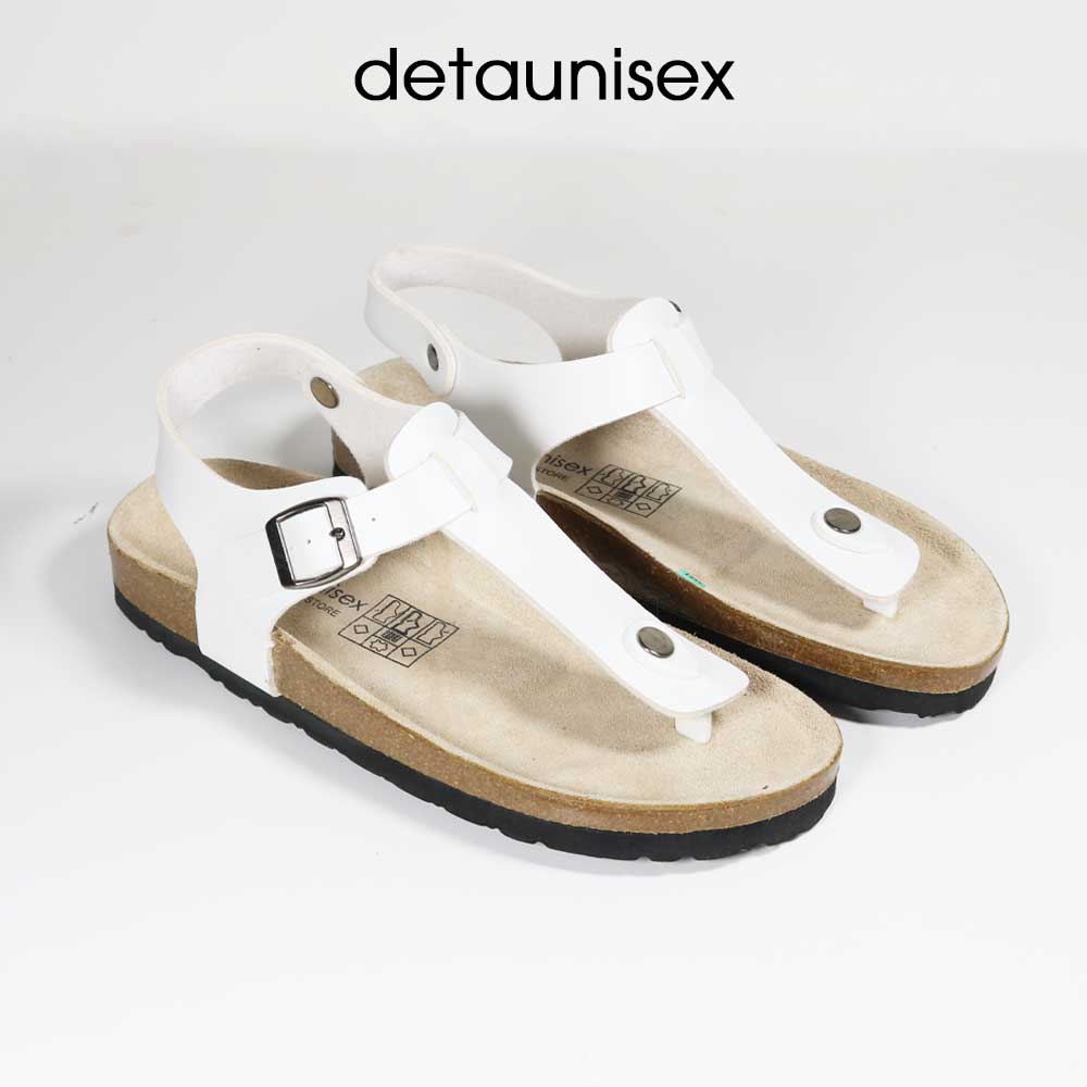 Giày Sandal Quai Hậu Đế Trấu Kẹp Ngón Nam Nữ Detaunisex Màu TRẮNG - SATA11T