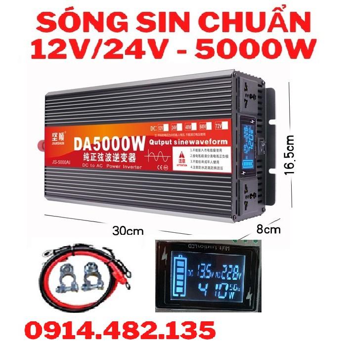 Bộ đổi nguồn inverter 12v/24V lên 220v 5000W Sóng Sin chuẩn -5000W INVERTER 5000W - HÀNG CHUẨN DA