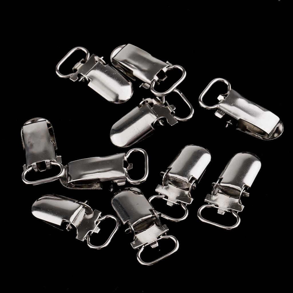 20 Pieces 1" Metal Baby Pacifier Suspender Clips Webbing Dummy Strap Holder Craft Hooks Silver