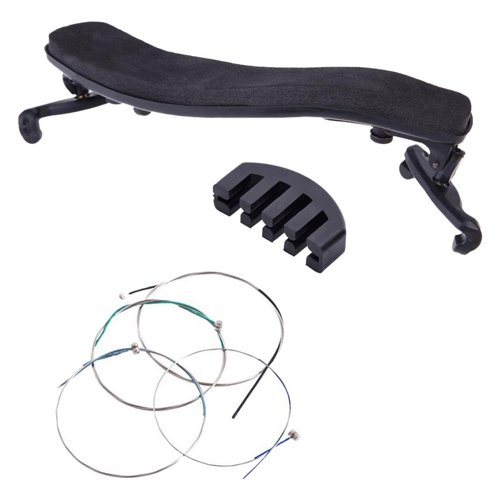 Violin Parts Shoulder Rest+Rubber Practice Mute+4 Strings for 3/4 4/4 Violins