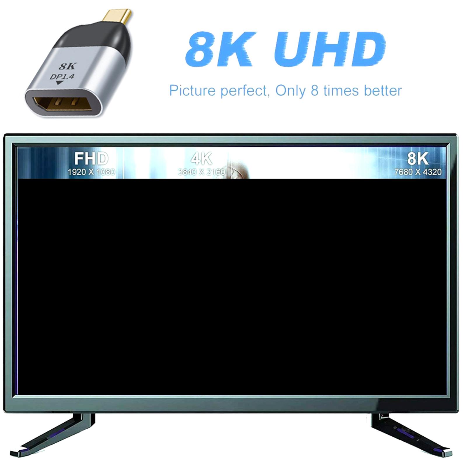 Portable USB C to DisplayPort 1.4 Adapter Converter 8K 60Hz for Pro