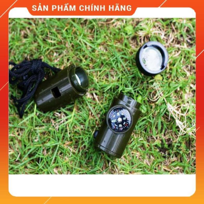 Móc khóa la bàn nhiệt kế còi thổi 6 chức năng tặng khăn đa năng đi phượt 206627206311