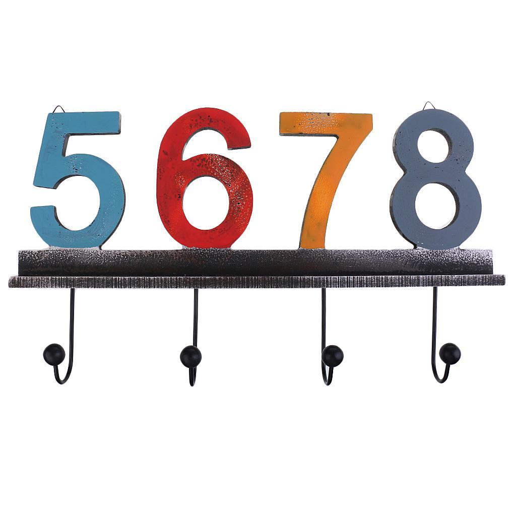 Wooden Number Wall Hooks Bathroom Door Hanger for Key Clothes Bag Home Decor