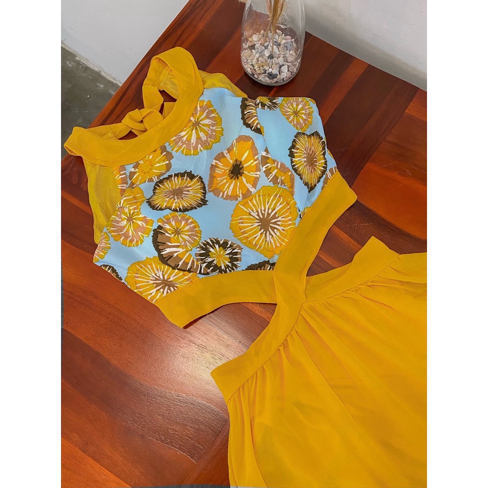 Đầm maxi đi biển phối thổ cẩm