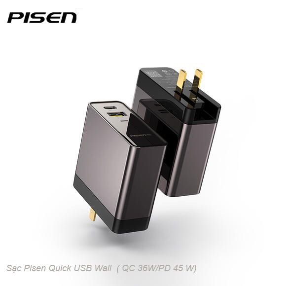 Sạc điện thoại  Pisen Quick USB Wall ( QC 36W/PD 45 W) - Hàng chính hãng