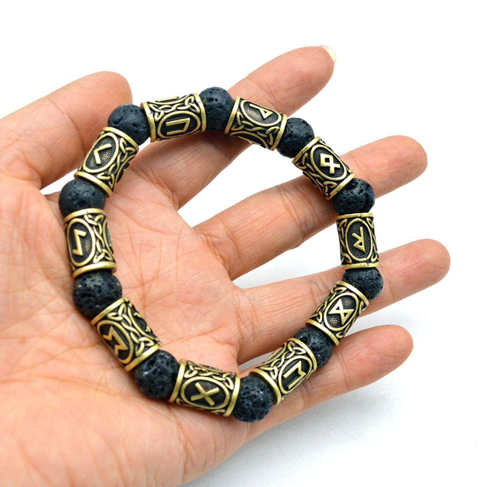 Rune Antique Beads Bracelet  Stone Bangles Accessories for Men