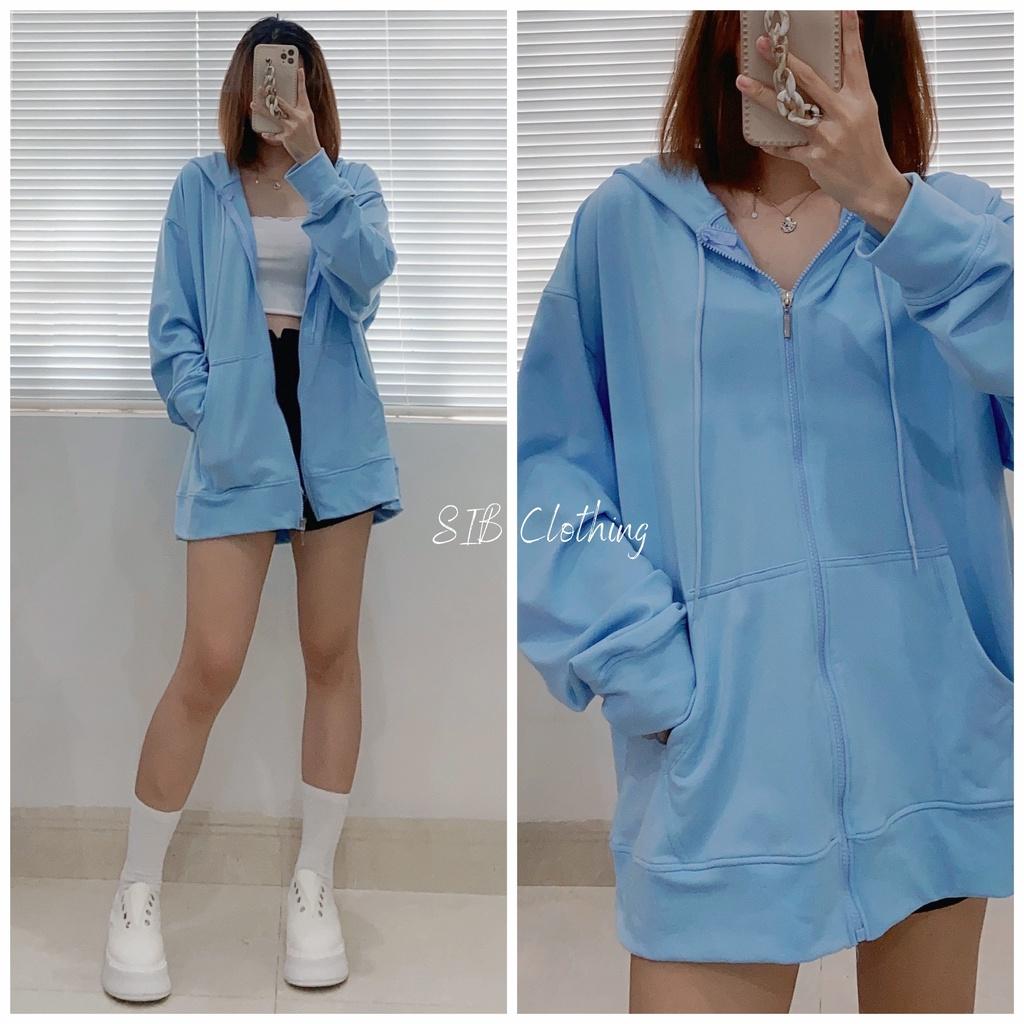 Hoodie zip SIB Clothing áo khoác form rộng có nón trơn SIB027