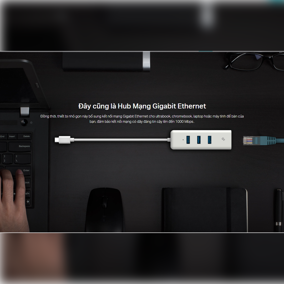 Bộ USB Ethernet TP-Link UE330C, HUB USB Type-C 3 Cổng USB-A 3.0 &amp; Mạng Gigabit Ethernet - Hàng Chính hãng