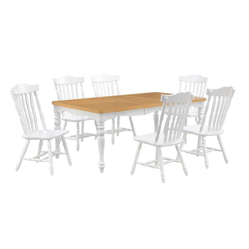 Bộ bàn ăn thông minh kéo dài 6 ghế gỗ sồi tân cổ điển SMLIFE Papilon Butterfly | D152 x R107 x  x C76cm | tăng giảm độ dài bàn