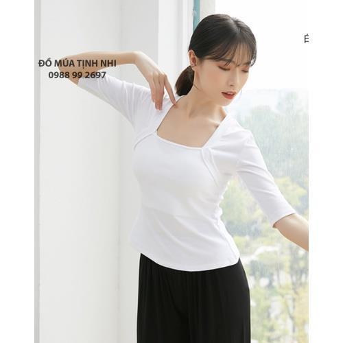 Áo tập múa cổ trang, múa hiện đại tay lỡ cổ vuông A132 - Đồ Múa Tịnh Nhi