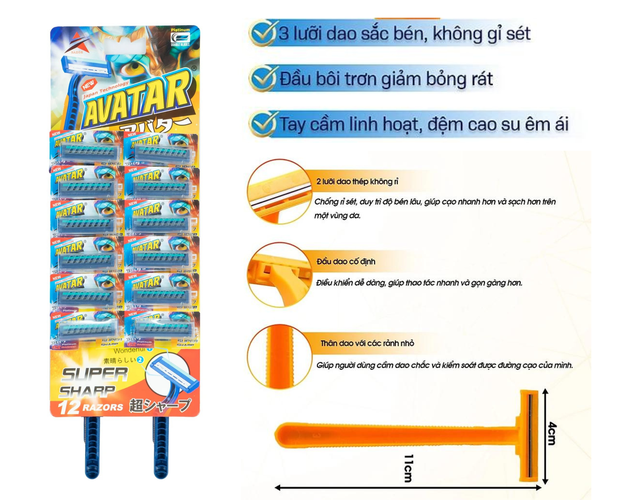 Dao cạo râu gồm Combo 12 Cây Dao Cạo Râu 2 lưỡi Kép dao cạo cao cấp Sắc Bén Không Gỉ Xài 1 Lần Tiện Lợi Văn Phòng Mang Lên Máy Bay Đi Du Lịch Phượt Dã Ngoại - Hàng Nhập Khẩu
