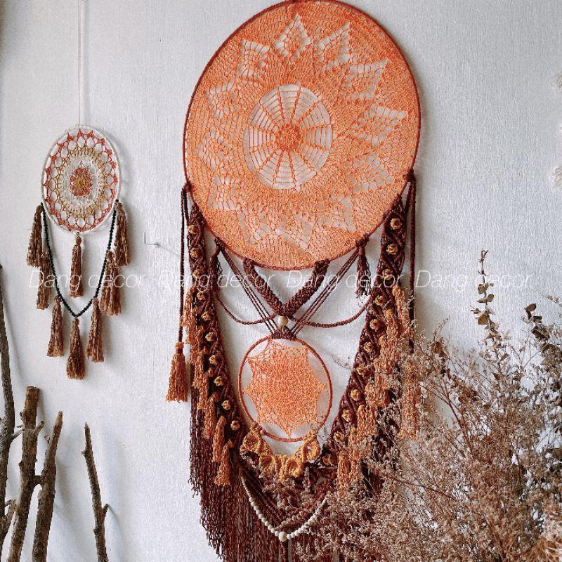 Dreamcatcher nâu gỗ phong cách vintage trang trí nhà cửa size lớn