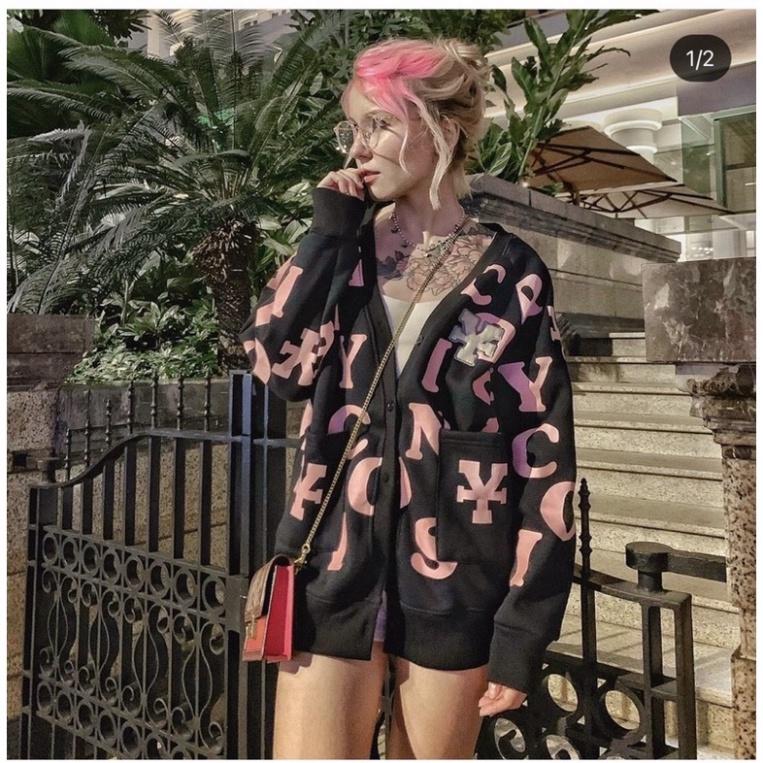 Áo Khoác Nỉ Bông Cardigan IN Chữ Nam, Nữ Unisex-CDGINCHU