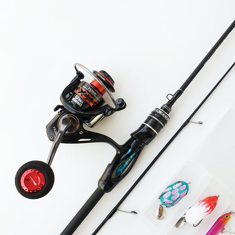 Bộ cần câu lure đứng carbon Crono máy câu Deukio FS2000 tặng bộ mồi câu BCM18- Đứng