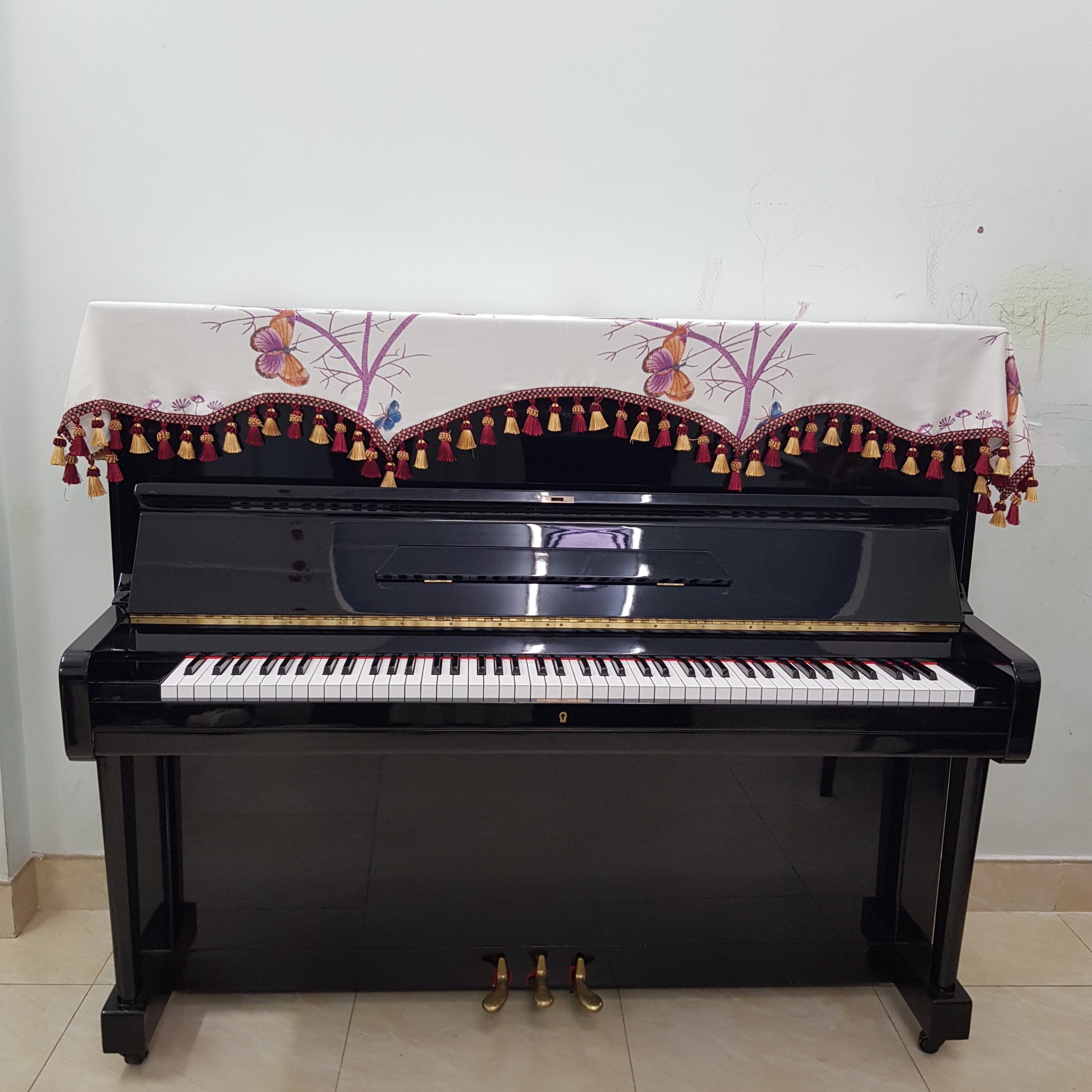 Khăn phủ đàn Piano Hoa Hồ Điệp Tím