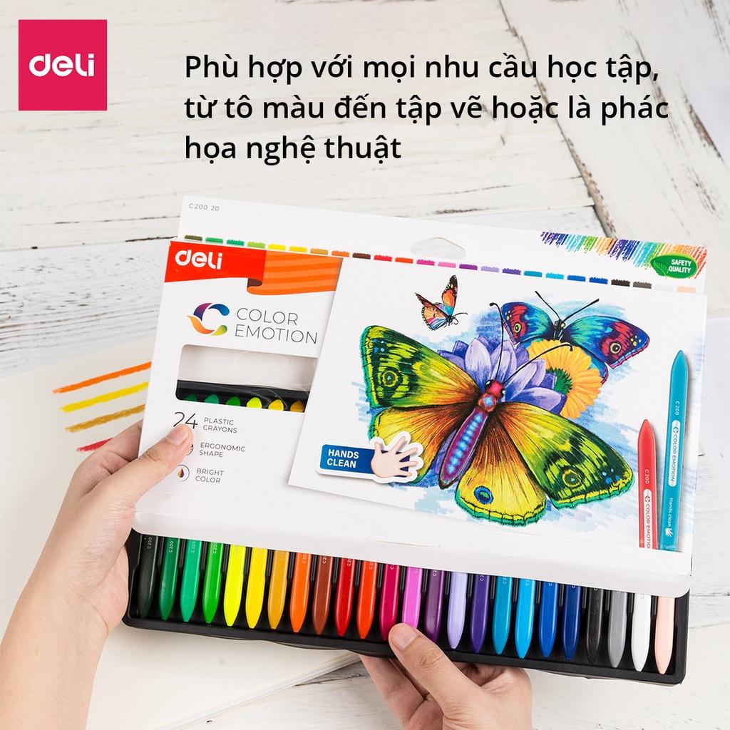 Bút sáp màu hữu cơ cho bé tập vẽ Deli - Không vấy bẩn tay, an toàn khi sử dụng - 12/18/24 màu