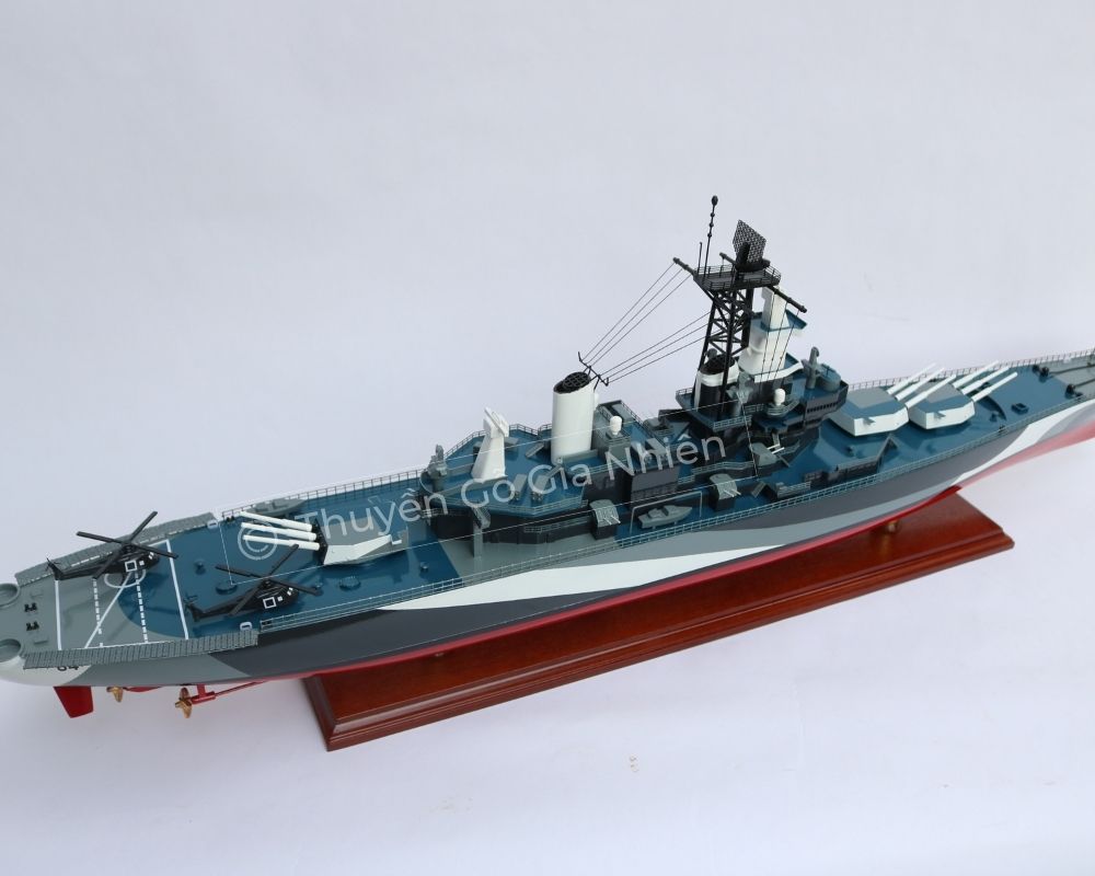 [Giá xưởng] Mô Hình Thuyền Gỗ Phong Thủy Dạng Thuyền Chiến USS WISCONSIN BB64 (camouflage) Chính Hãng Hàng Xuất Khẩu Chất Lượng Cao (Giá xưởng)