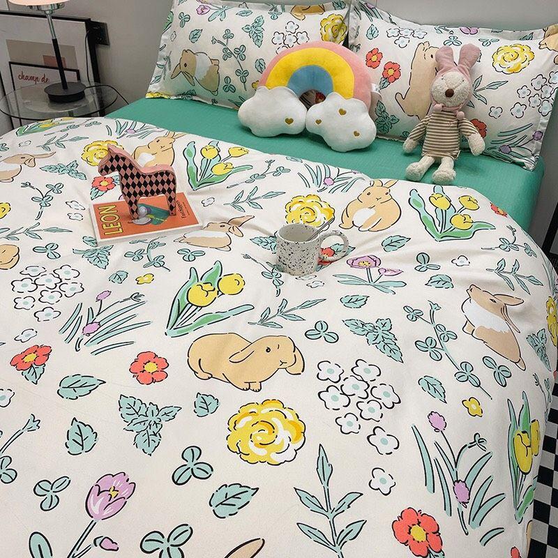 Bộ chăn ga gối cotton poly Hoa Nhí 2022. Chăn ga phong cách Hàn Quốc QUY Bedding