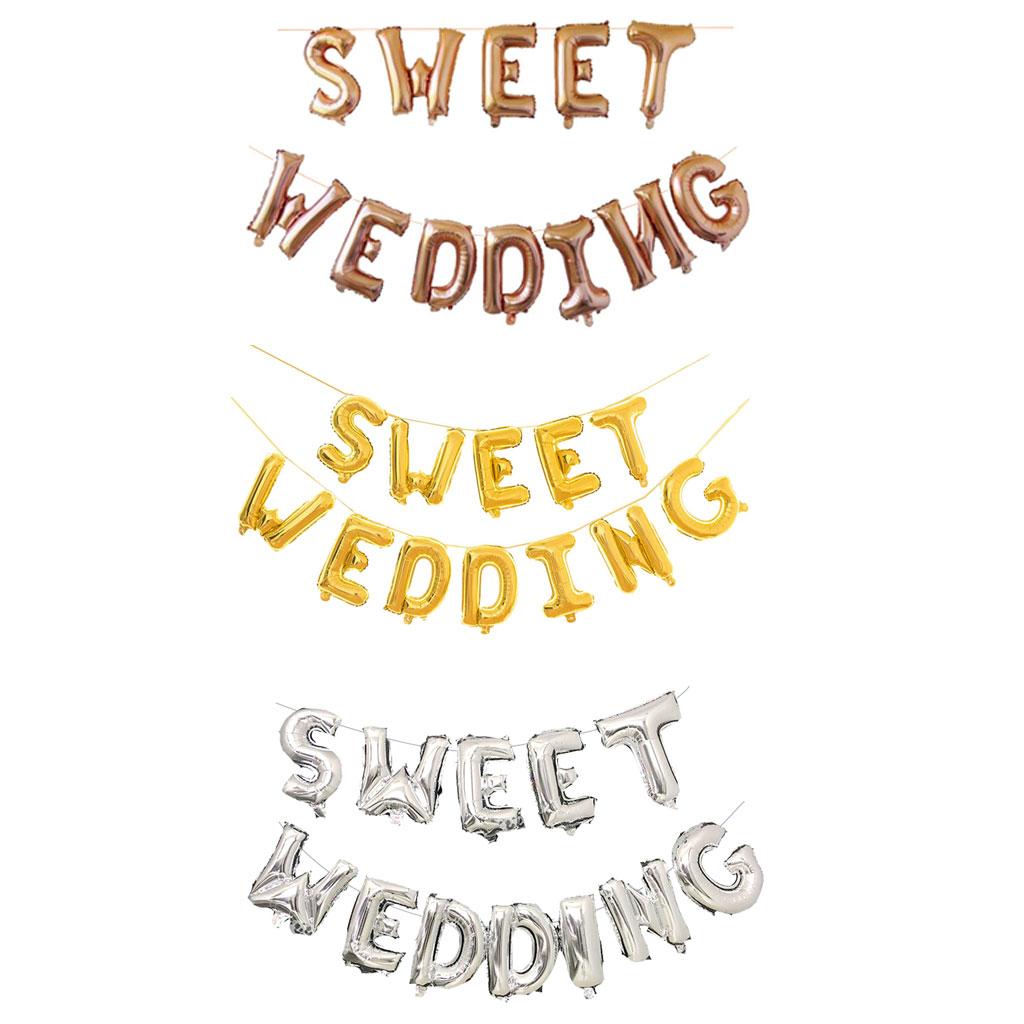 Sweet Wedding Foil Balloon Bunting Banner Wedding Party Decoration Champagne