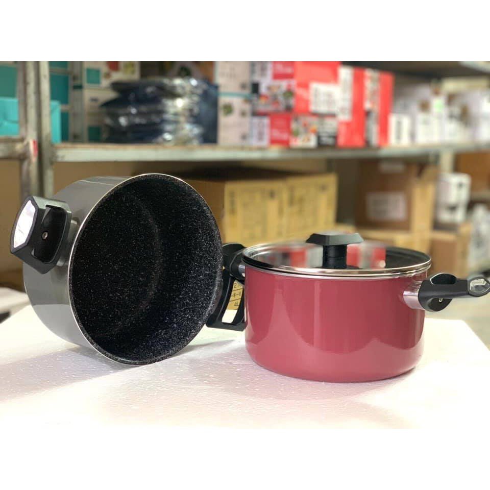 Tặng cặp nhất nồi silicon- Bộ nồi Easy Kimscook đáy từ chống dính vân đá cao cấp Hàn Quốc, dùng được tất cả các loại bếp / Induction