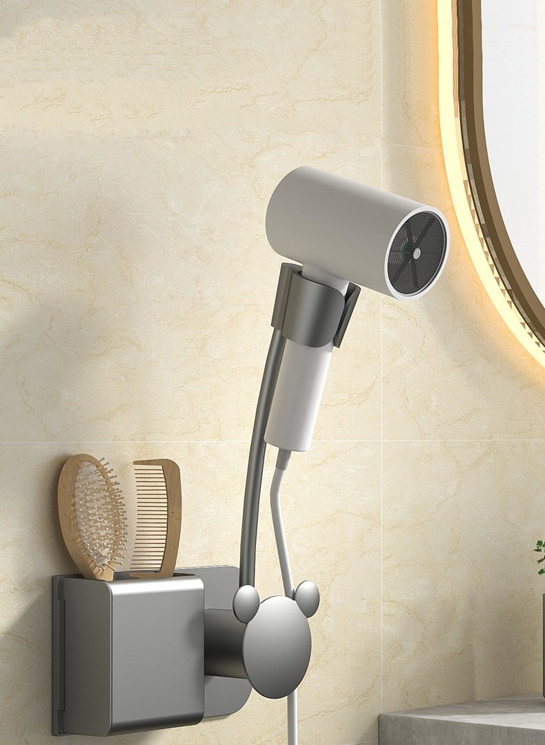 Giá treo máy sấy tóc có ngăn để lược Aurelia Free Hand hàng cao cấp