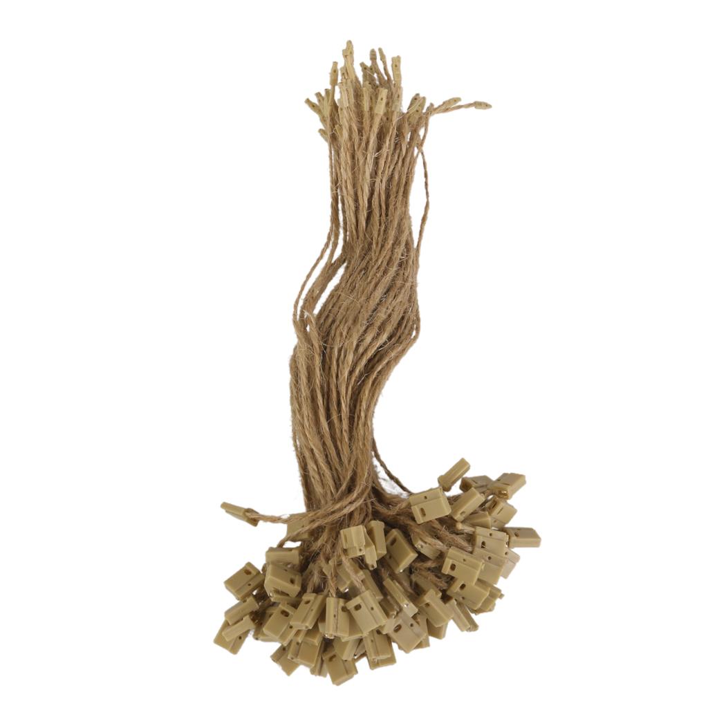 Jute Plastic Price Label Tag Strip Line For Clothes Goods 1000Pcs Brown