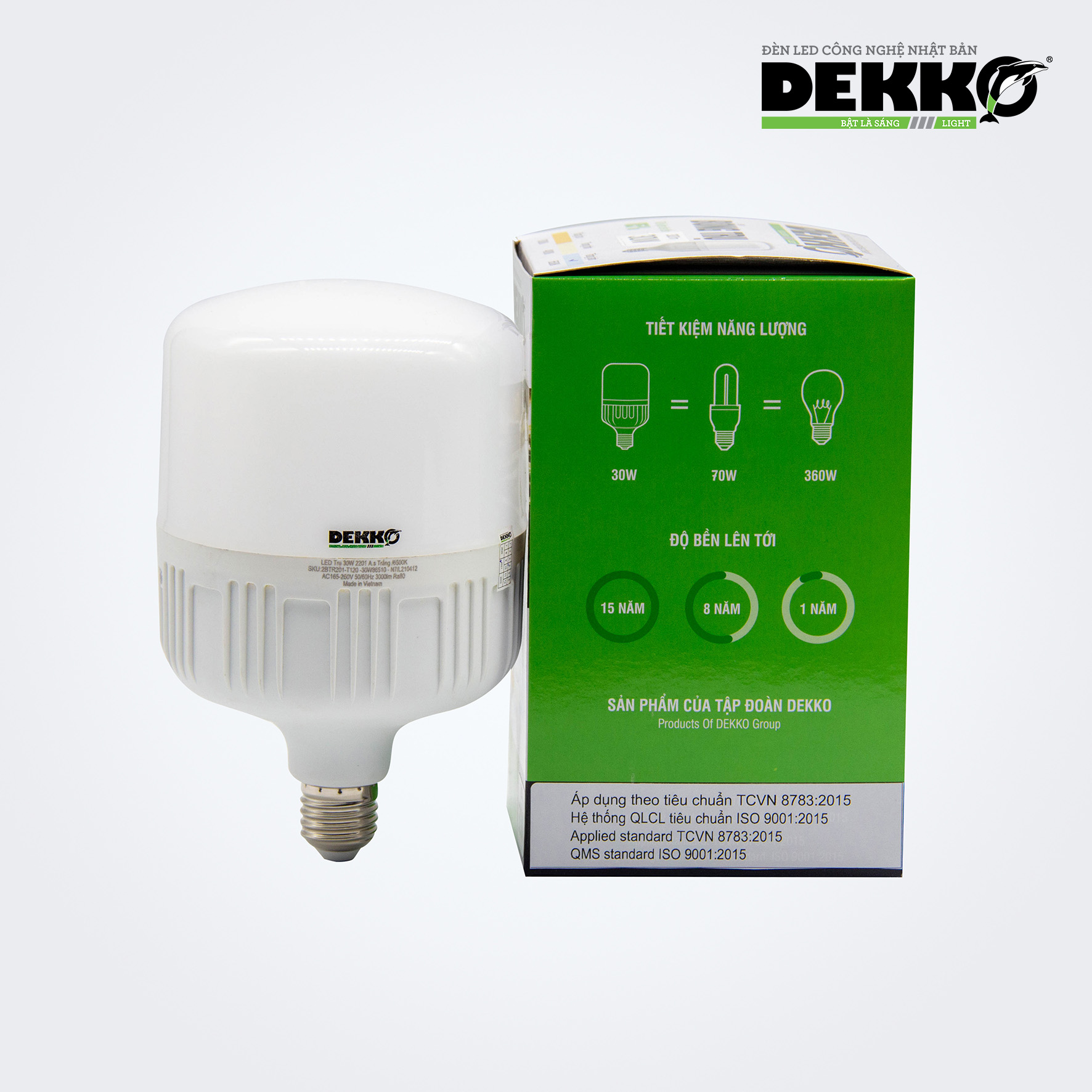 ĐÈN LED TRỤ 2201 DEKKO 30W SIÊU TIẾT KIỆM ĐIỆN - ĐỘ BỀN LÊN TỚI 15 NĂM