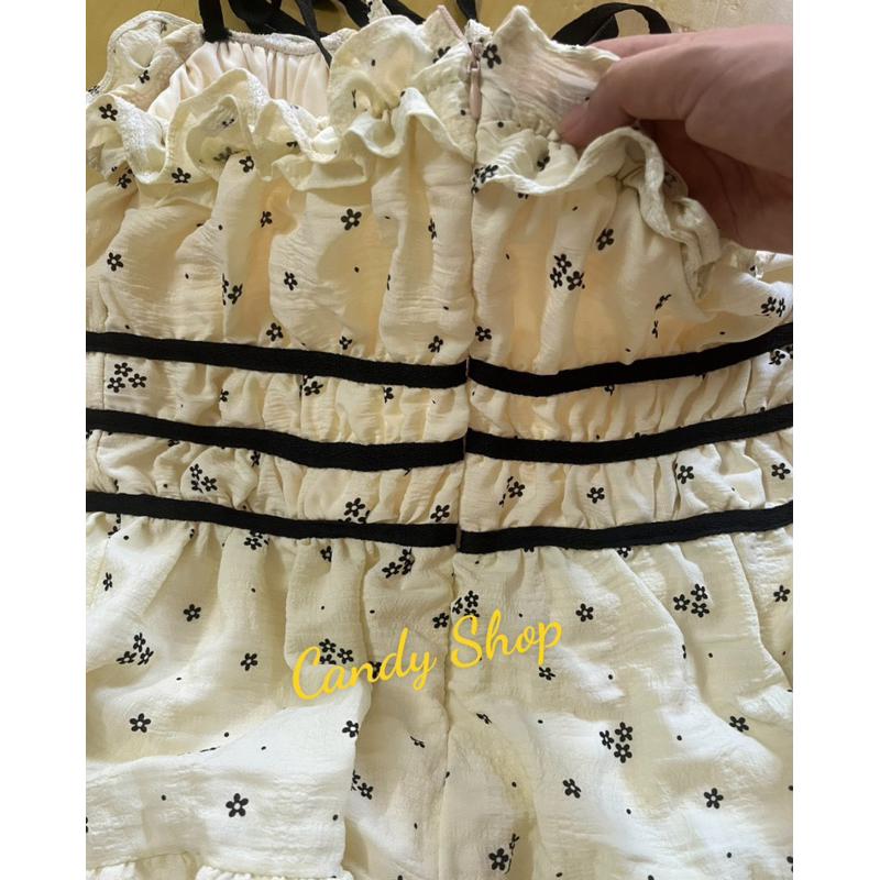 Đầm maxi xốp hoa nhí 2s bèo ngực chạy viền y hình